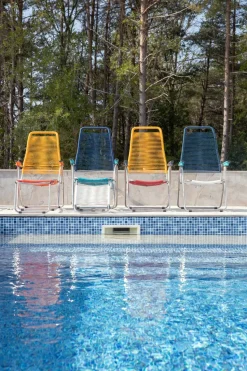 Silla para tomar el sol sin reposapiés Spaghetti, Multi, estructura de aluminio, azul