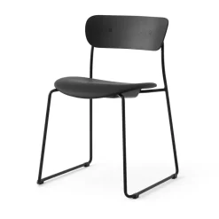 Silla Pavilion AV52 con asiento tapizado, Black-Noble leather Black