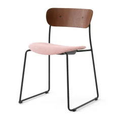 Silla Pavilion AV52 con asiento tapizado, Black-Ecriture 0640