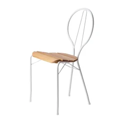 Silla Pia, Soporte de acero lacado blanco - roble aceitado