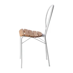 Silla Pia, Soporte de acero lacado blanco - roble aceitado