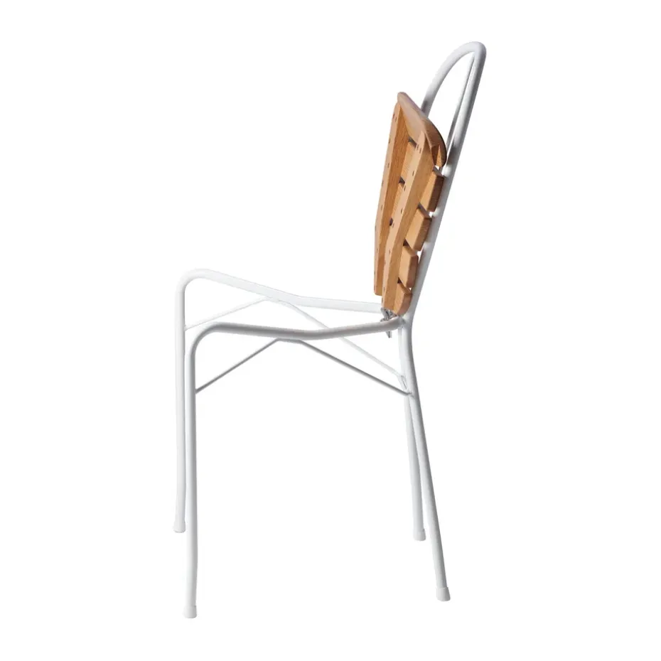 Silla Pia, Soporte de acero lacado blanco - roble aceitado