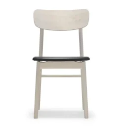 Silla Prima Vista abedul aceitado blanco, Cuero elmotique 99001 negro