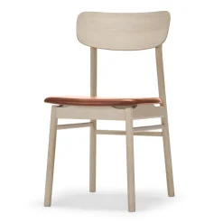 Silla Prima Vista, Cuero elmotique 43807 cognac-abedul claro lacado mate