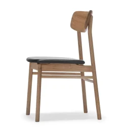 Silla Prima Vista roble aceitado, Cuero elmotique 99001 negro