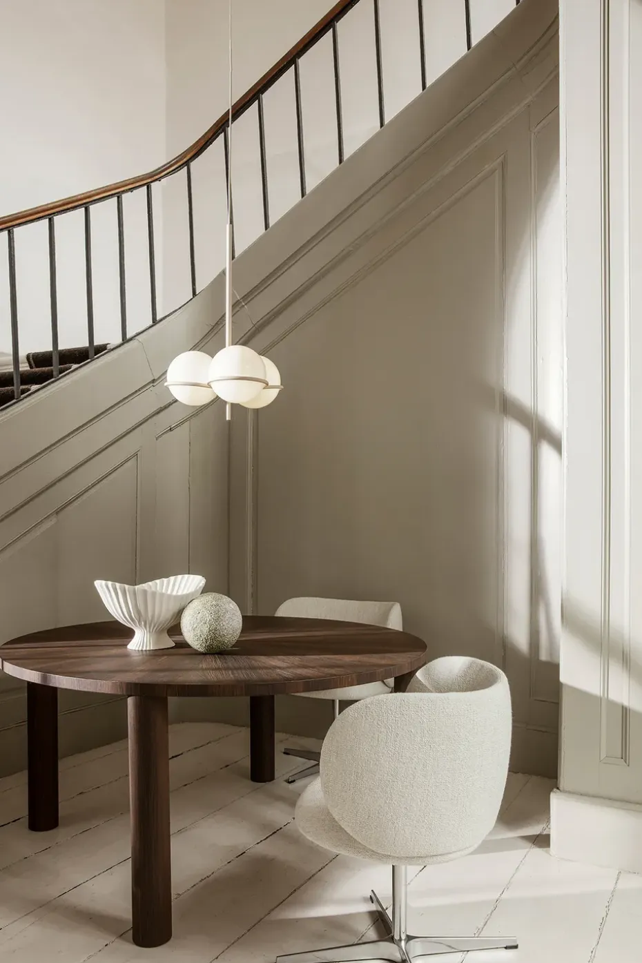 Silla Rico dining chair swivel bouclé, Off-white