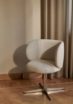 Silla Rico dining chair swivel bouclé, Off-white