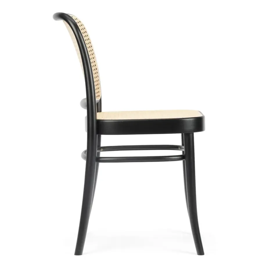 Silla Ton no.811 ratán, Barniz negro B123-asiento ratán New Rotting