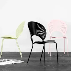 Silla Trinidad 3398, Nogal barnizado transparente- patas cromadas