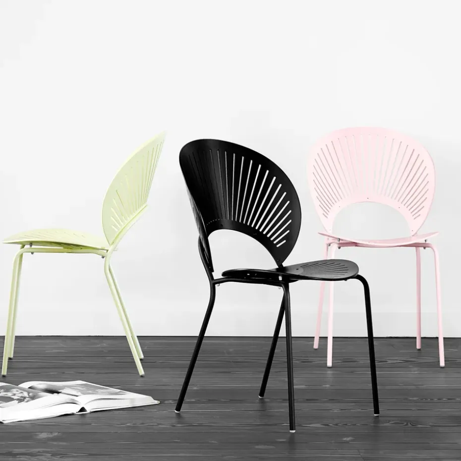 Silla Trinidad 3398, Nogal barnizado transparente- patas cromadas