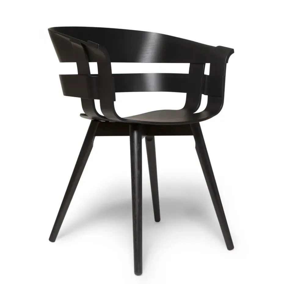 Silla Wick Chair, negro-patas de fresno negras
