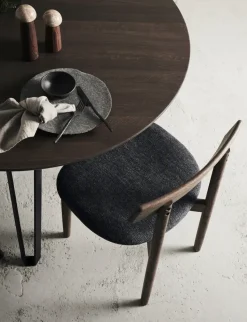 Sillas con asiento Tetra, Tejido color granito-roble oscuro