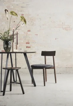 Sillas con asiento Tetra, Tejido color granito-roble oscuro