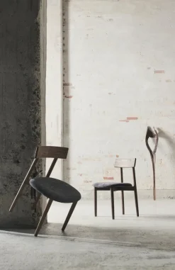 Sillas con asiento Tetra, Tejido color granito-roble oscuro