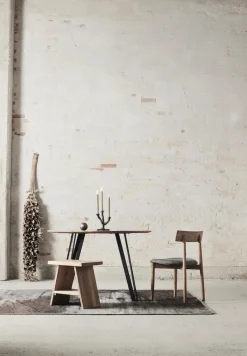 Sillas con asiento Tetra, Tejido color hormigón-roble aceitado natural