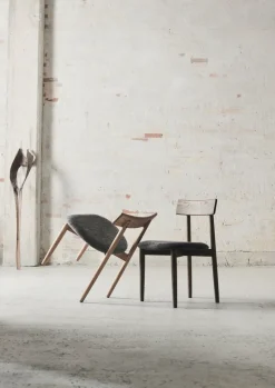 Sillas con asiento Tetra, Tejido color hormigón-roble aceitado natural