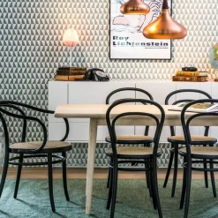 Sillón asiento de mimbre Ton no.30, Barniz blanco B20-asiento ratán New Rotting