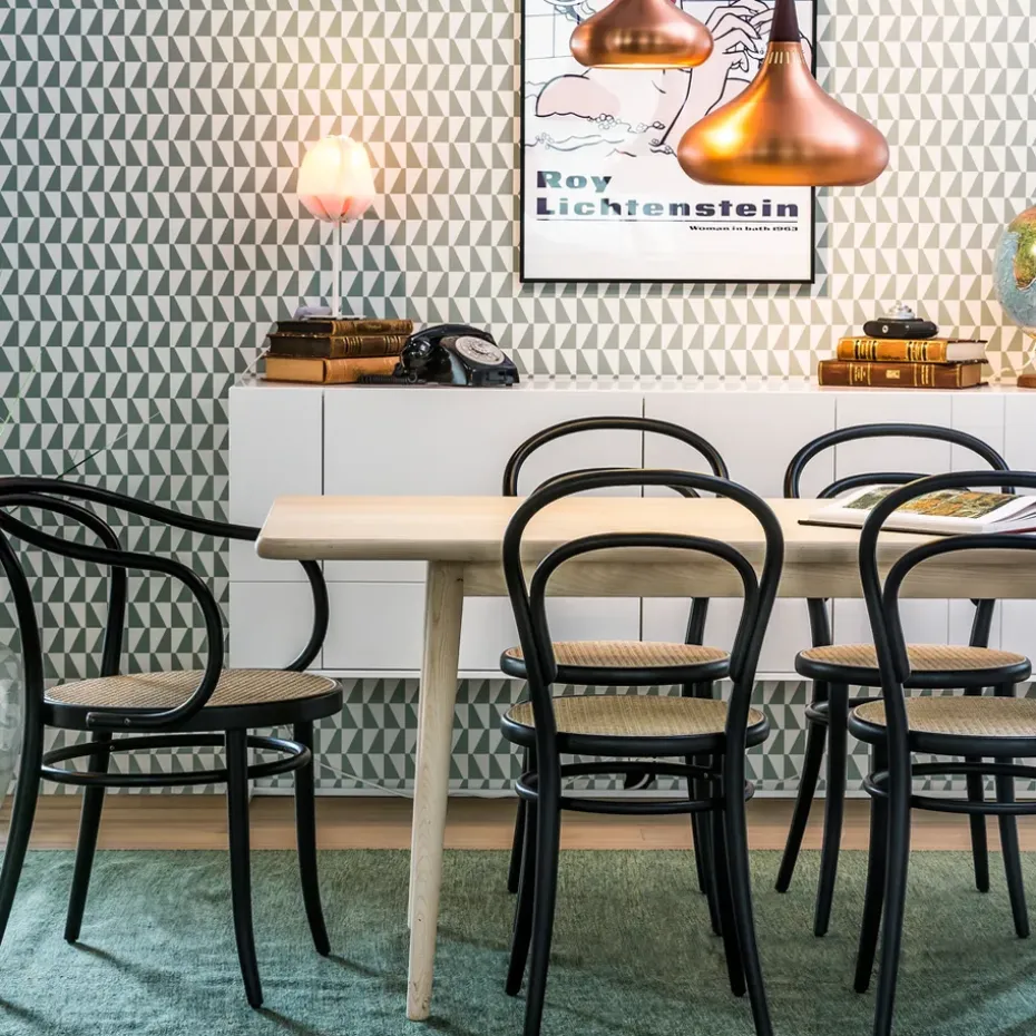 Sillón asiento de mimbre Ton no.30, Barniz blanco B20-asiento ratán New Rotting