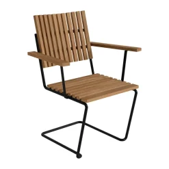 Sillón con reposabrazos Bovik , Teca–estructura galvanizada en caliente