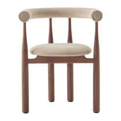 Sillón con reposabrazos Bukowski tapizado, Nogal, Megan 26 Beige