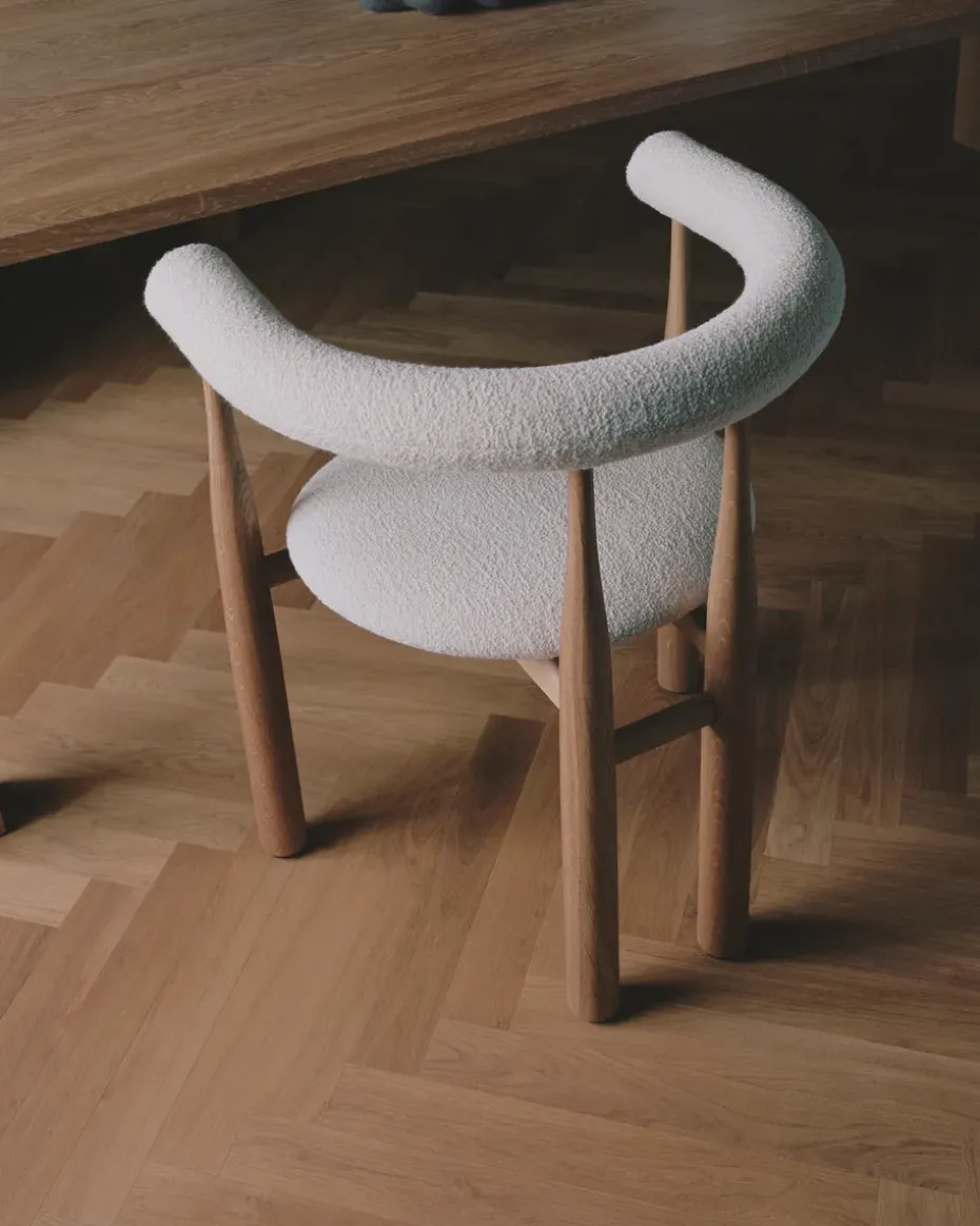 Sillón con reposabrazos Bukowski tapizado, Roble, Lana Barnum