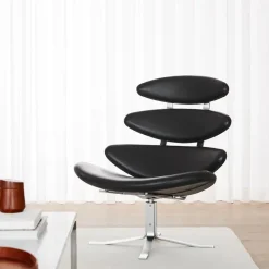 Sillón Corona, Cuero omni 301 - estructura cromada