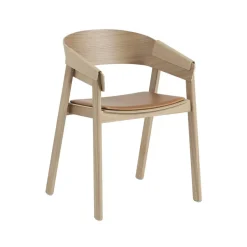 Sillón Cover asiento tapizado, Refine leather cognac-Oak