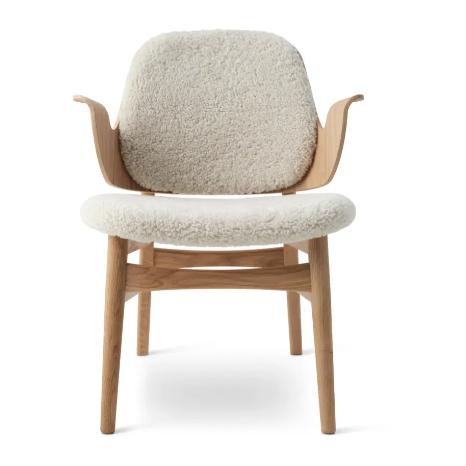 Sillón Gesture, Piel de oveja moonlight, estructura de roble tratado blanco