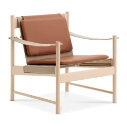 Sillón HB, Arce aceitado blanco-cuero brandy