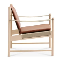 Sillón HB, Arce aceitado blanco-cuero brandy