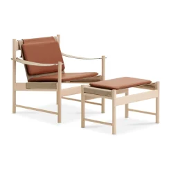 Sillón HB, Arce aceitado blanco-cuero brandy