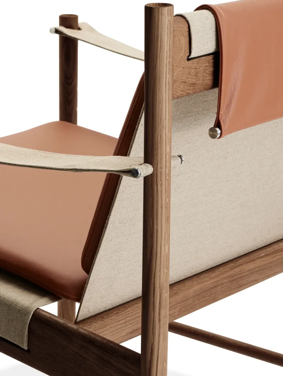 Sillón HB, Roble aceitado ahumado-cuero brandy