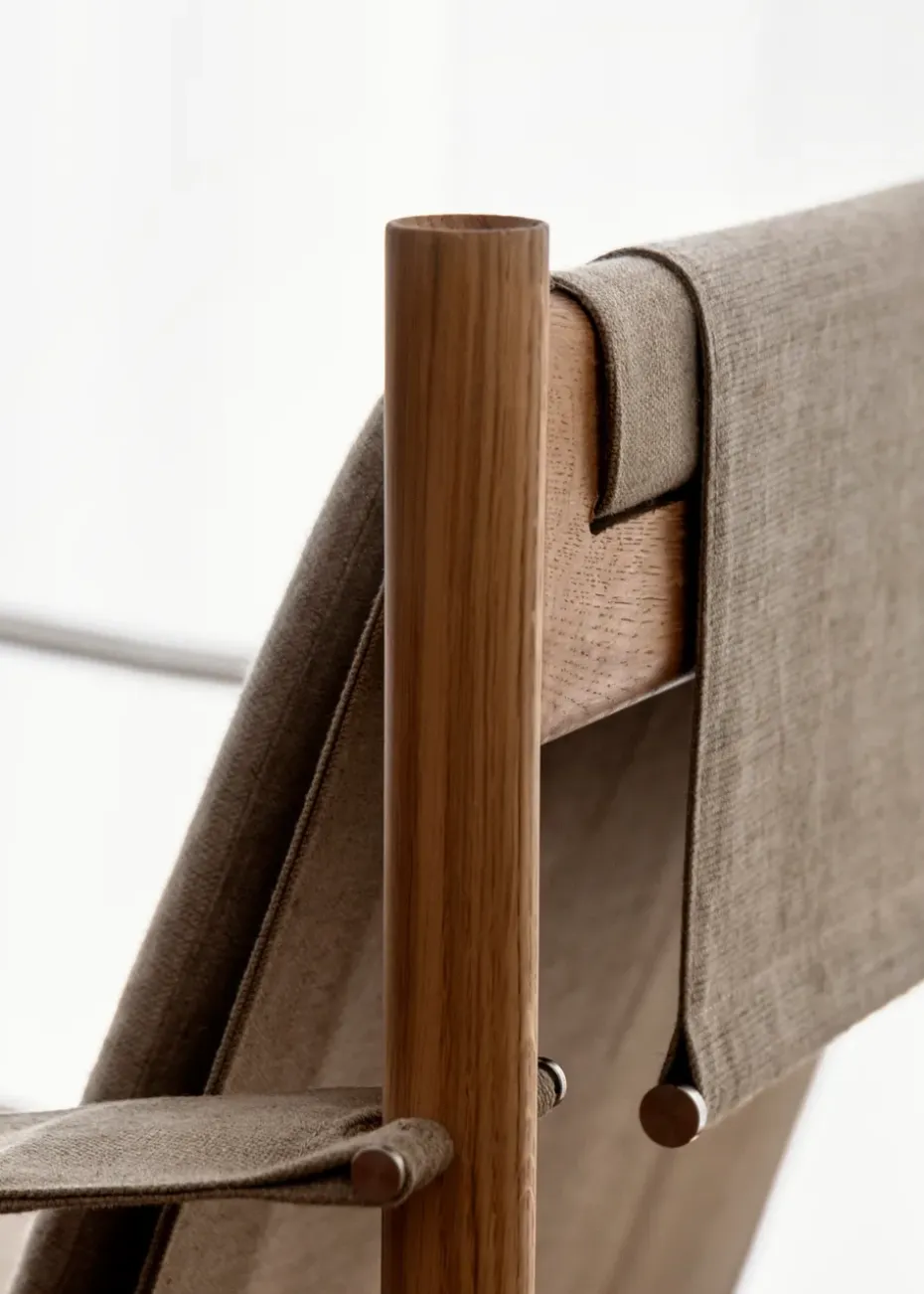 Sillón HB, Roble aceitado ahumado-lona natural