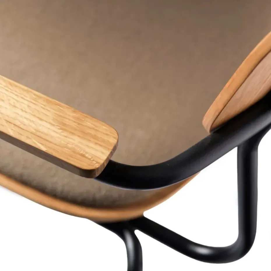 Sillón J183 Holmen con reposabrazos, Chapa de roble-patas negras-topo