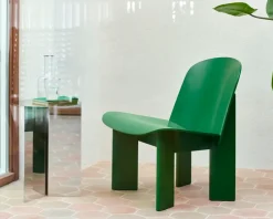 Sillón lounge Chisel, Haya lacada color verde intenso
