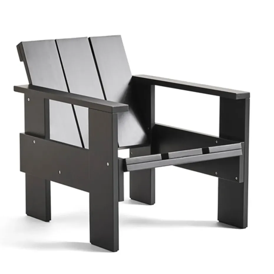 Sillón lounge Crate de pino lacado, Negro