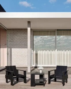 Sillón lounge Crate de pino lacado, Negro