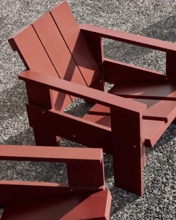 Sillón lounge Crate de pino lacado, Rojo hierro