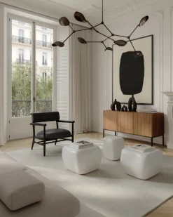 Sillón lounge Nama, Cuero anilina negro