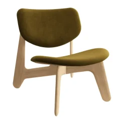 Sillón lounge Slab con asiento tapizado, Roble natural cepillado-Royal 0162 CMHR Caqui
