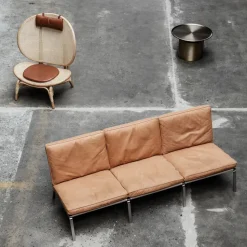 Sillón Nomad, Natural-cuero coñac