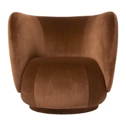 Sillón Rico lounge chair, Devoré velvet-Rust