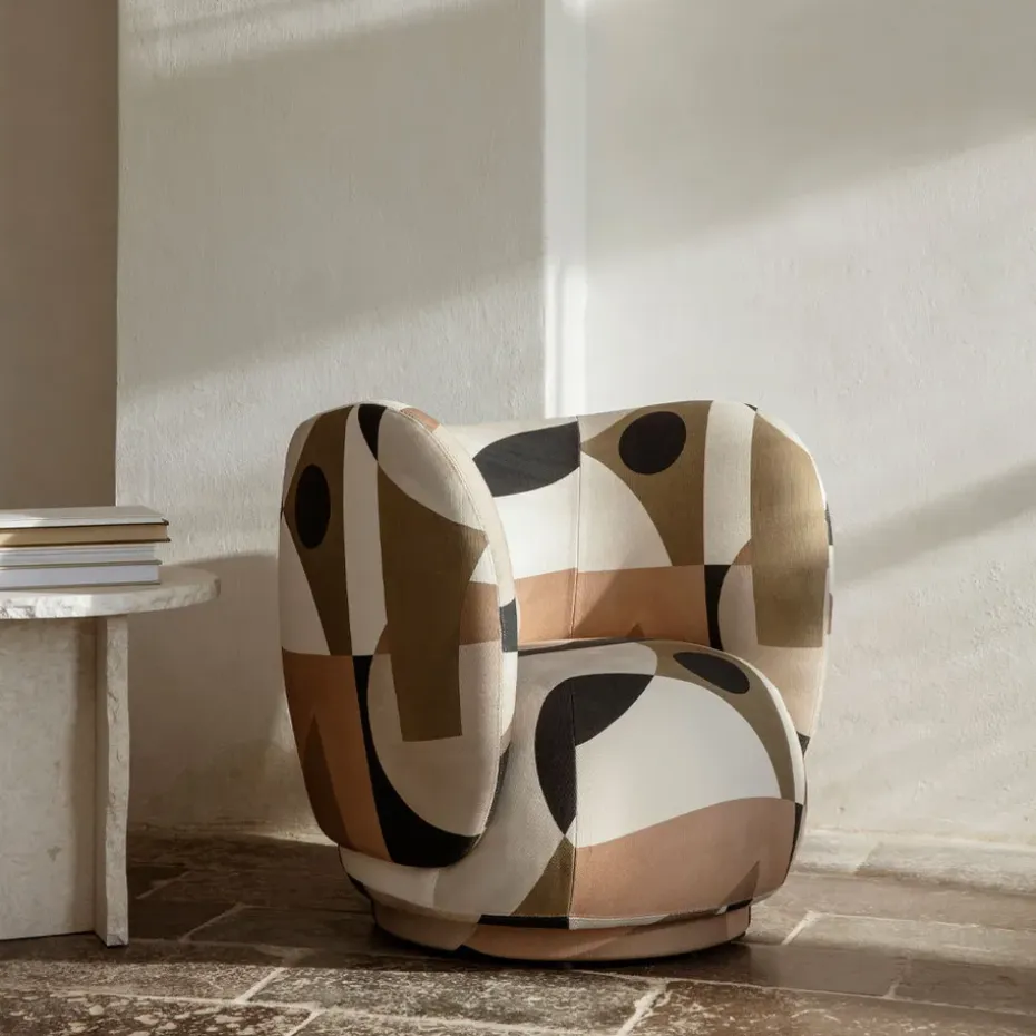 Sillón Rico lounge chair, Offwhite, brushed