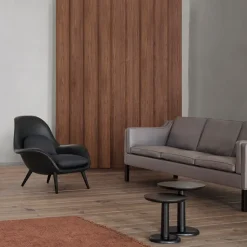 Sillón Swoon , Cuero 88-negro roble-balder 192