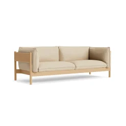 Sofá 3 plazas Arbour ECO, tela Hallingdal 220 beige, roble aceitado con cera
