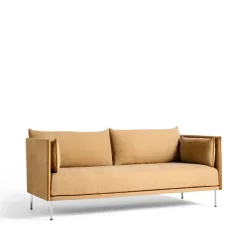 Sofá 2 plazas Silhouette, Linara 142 cognac-patas cromadas