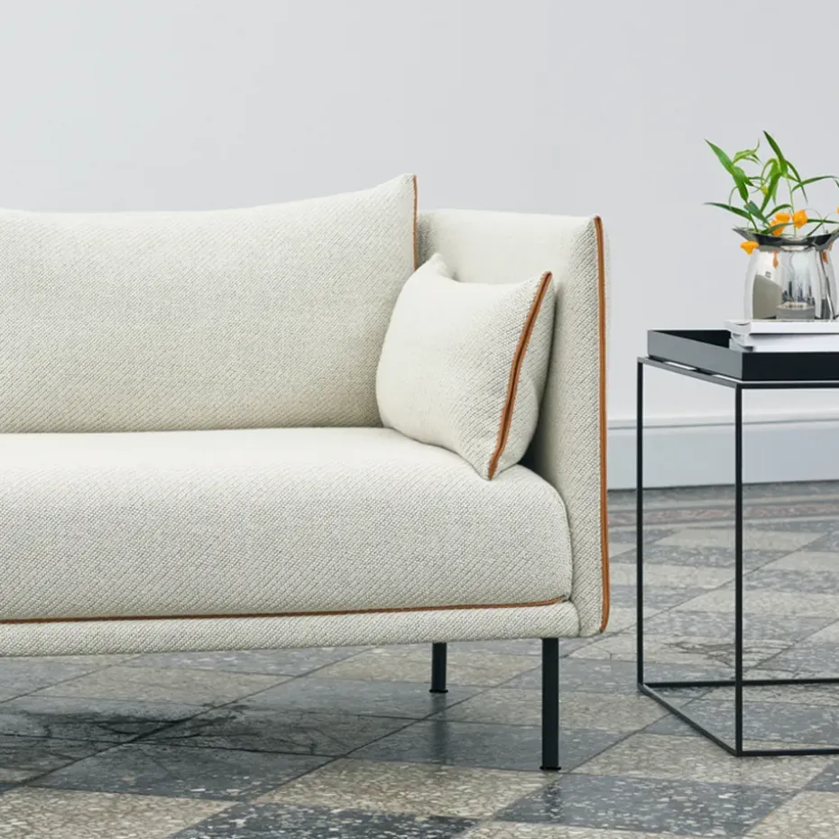 Sofá 2 plazas Silhouette, Linara 142-cognac leather piping-oiled oak