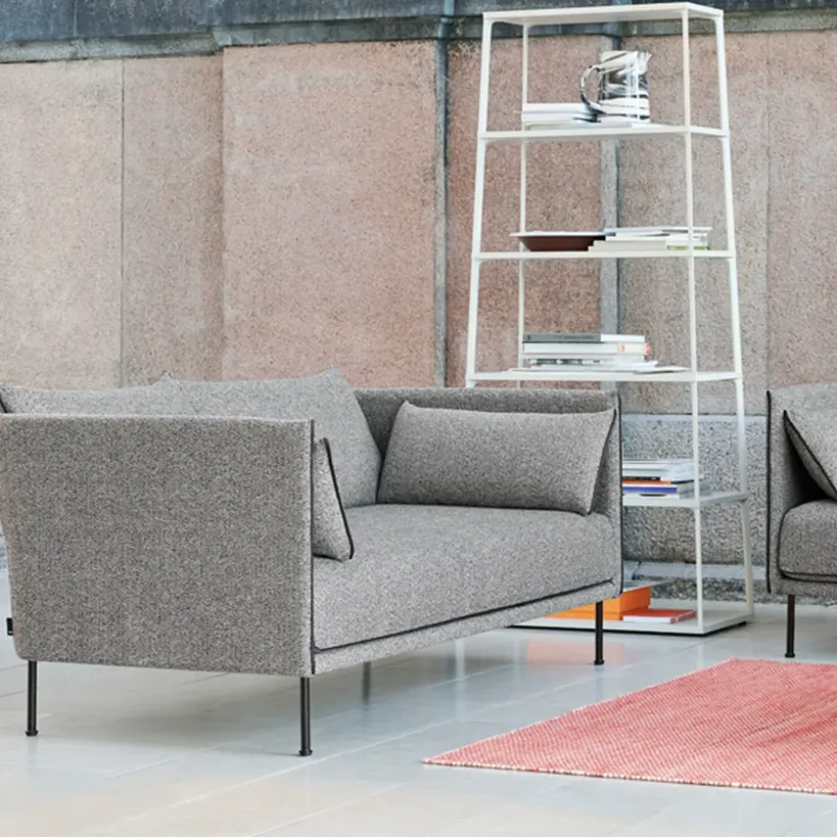 Sofá 2 plazas Silhouette, Linara 142-cognac leather piping-oiled oak