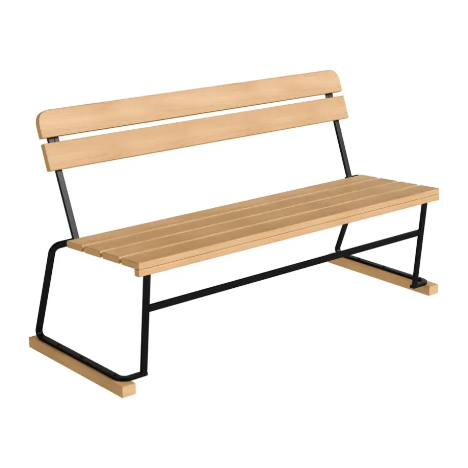 Sofá 3, Roble aceitado – estructura de acero negro