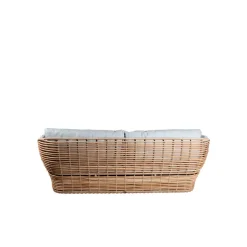 Sofá Basket de 2 plazas, Natural, cojines taupe